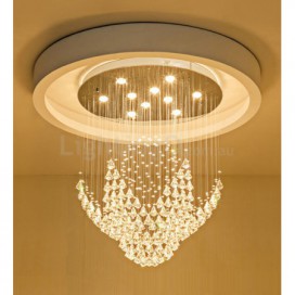 Round Modern K9 Crystal Sparkle Luxury Rain Drop Chandelier