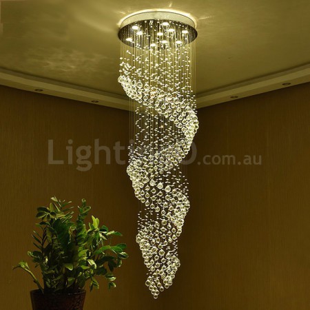 Spiral Modern K9 Crystal Sparkle Luxury Rain Drop Chandelier