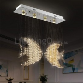 4 Light Fish Modern K9 Crystal Sparkle Luxury Rain Drop Chandelier