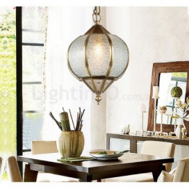 1 Light Retro Rustic Luxury Brass Chandelier with Glass Shade