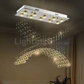 10 Light Modern K9 Crystal Sparkle Luxury Rain Drop Chandelier