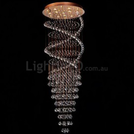 10 Light Double Spiral Modern K9 Crystal Sparkle Luxury Rain Drop Chandelier