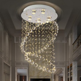 5 Light Round Modern K9 Crystal Sparkle Luxury Rain Drop Chandelier