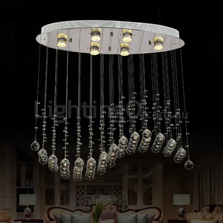 6 Light Wave Modern K9 Crystal Sparkle Luxury Rain Drop Chandelier