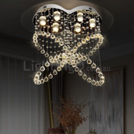 6 Light Modern K9 Crystal Sparkle Luxury Rain Drop Chandelier