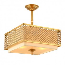 4 Light Retro Rustic Luxury Brass Chandelier with Fabric Shade