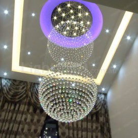 Round Modern K9 Crystal Sparkle Luxury Rain Drop Chandelier