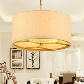 4 Light Retro Rustic Luxury Brass Chandelier with Fabric Shade