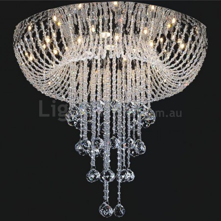 Round Modern K9 Crystal Sparkle Luxury Rain Drop Chandelier