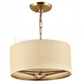 4 Light Retro Rustic Luxury Brass Chandelier with Fabric Shade