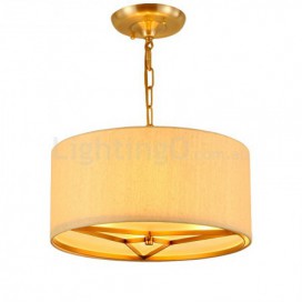 4 Light Retro Rustic Luxury Brass Chandelier with Fabric Shade