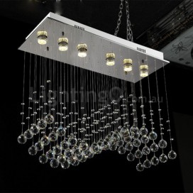 6 Light Modern K9 Crystal Sparkle Luxury Rain Drop Chandelier