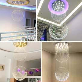 Round Modern K9 Crystal Sparkle Luxury Rain Drop Chandelier