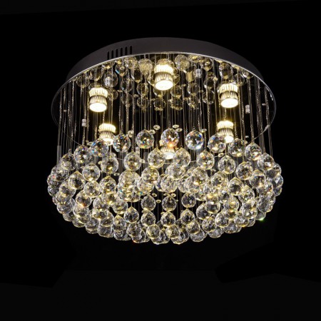 6 Light Round Modern K9 Crystal Sparkle Luxury Rain Drop Chandelier