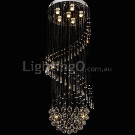 6 Light Modern Spiral One Sphere Modern K9 Crystal Sparkle Luxury Rain Drop Chandelier