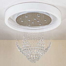 Round Modern K9 Crystal Sparkle Luxury Rain Drop Chandelier