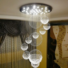 Round Spiral Solar System Modern K9 Crystal Sparkle Luxury Rain Drop Chandelier