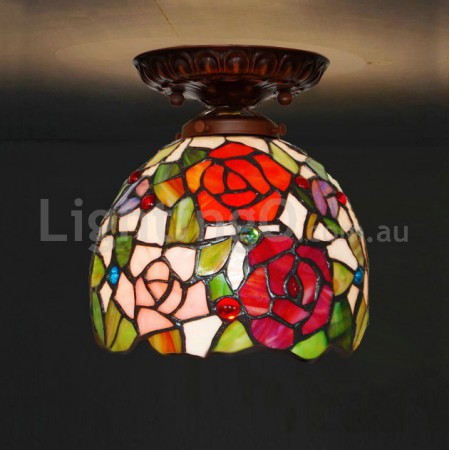 7 Inch Stained Glass Flush Mount