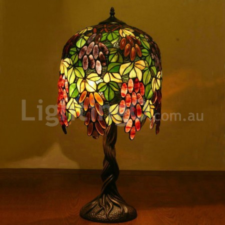 13 Inch Grape Stained Glass Table Lamp