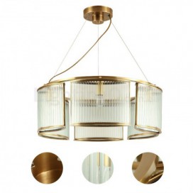 6 Light Retro Rustic Luxury Brass Chandelier with Glass Shade