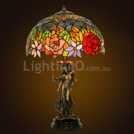 16 Inch Rose Stained Glass Table Lamp