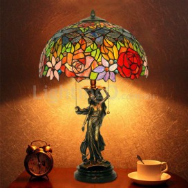 16 Inch Rose Stained Glass Table Lamp