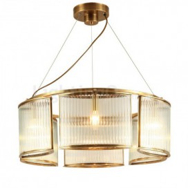 6 Light Retro Rustic Luxury Brass Chandelier with Glass Shade