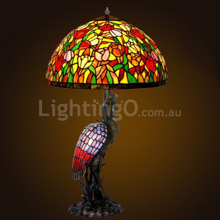 20 Inch Rural Retro Stained Glass Table Lamp