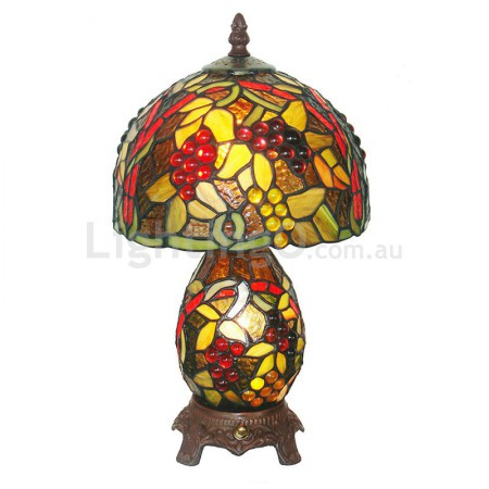 8 Inch Grape Stained Glass Table Lamp