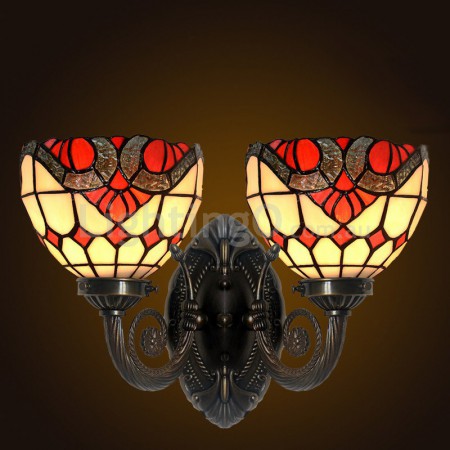 2 Light Baroque Stained Glass Wall light