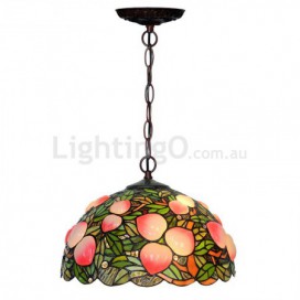 16 Inch 1 Light Peach Stained Glass Pendant Light