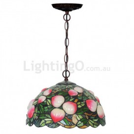 16 Inch 1 Light Peach Stained Glass Pendant Light