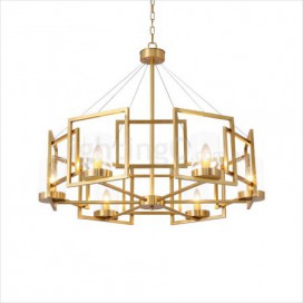 6 Light Retro Rustic Luxury Brass Chandelier with Glass Shade