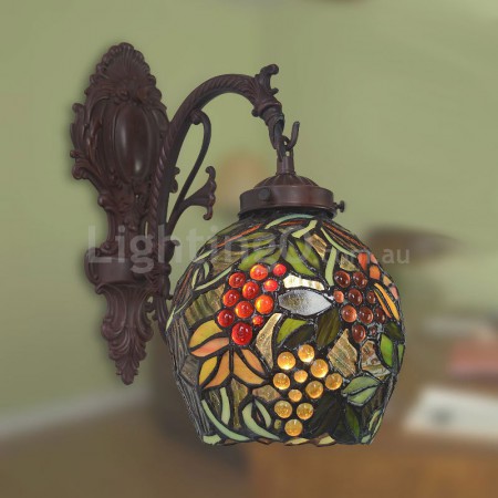 7 Inch Rural Grape 1 Light Stained Glass Wall light