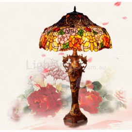 18 Inch Rose Stained Glass Table Lamp