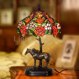 12 Inch Rose Stained Glass Table Lamp