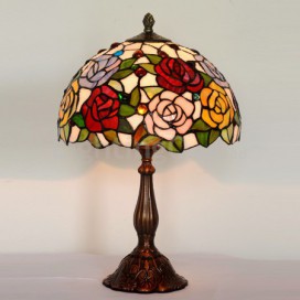 12 Inch Rose Stained Glass Table Lamp