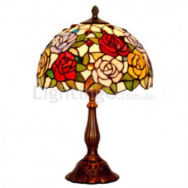 12 Inch Rose Stained Glass Table Lamp