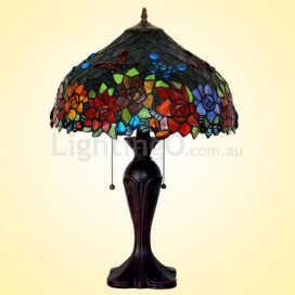 17 Inch Butterfly Rose Stained Glass Table Lamp