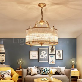 5 Light Retro Rustic Luxury Brass Chandelier with Glass Shade