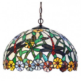 16 Inch Dragonfly Stained Glass Pendant Light