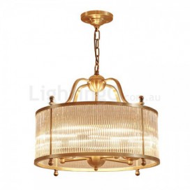 5 Light Retro Rustic Luxury Brass Chandelier with Glass Shade