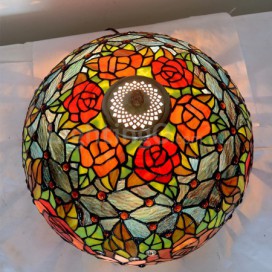 16 Inch Retro Rose Stained Glass Table Lamp