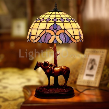 12 Inch Mediterranean Style Stained Glass Table Lamp