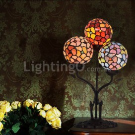 Rural 3 Light Stained Glass Table Lamp