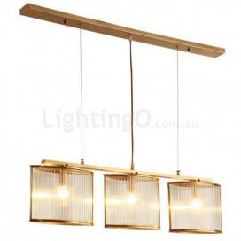 3 Light Retro Rustic Luxury Brass Chandelier with Glass Shade