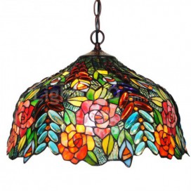 16 Inch 1 Light Stained Glass Pendant Light