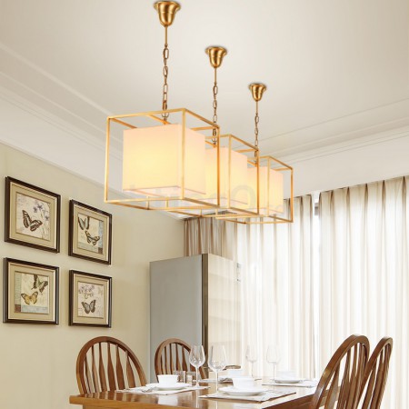 1 Light Retro Rustic Luxury Brass Chandelier with Fabric Shade