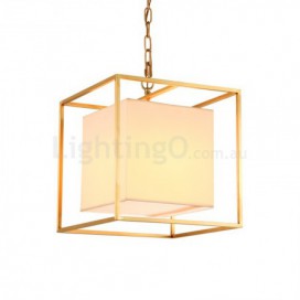 1 Light Retro Rustic Luxury Brass Chandelier with Fabric Shade