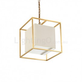 1 Light Retro Rustic Luxury Brass Chandelier with Fabric Shade